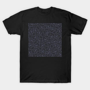 Bunch of roses in flowing linework - charcoal monochromatic palette T-Shirt